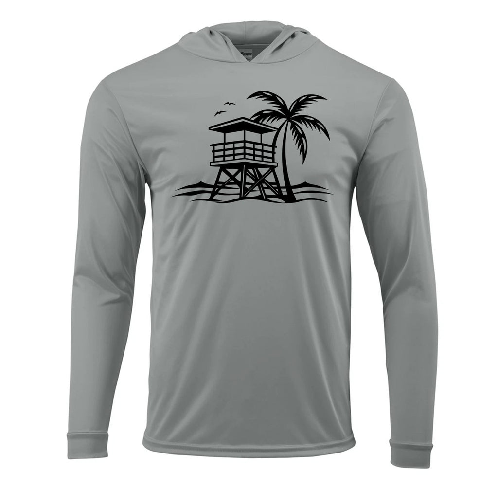 Beach Life Lifeguard Sun UV Protected UPF 50 Long Sleeve Hood Beach Fishing