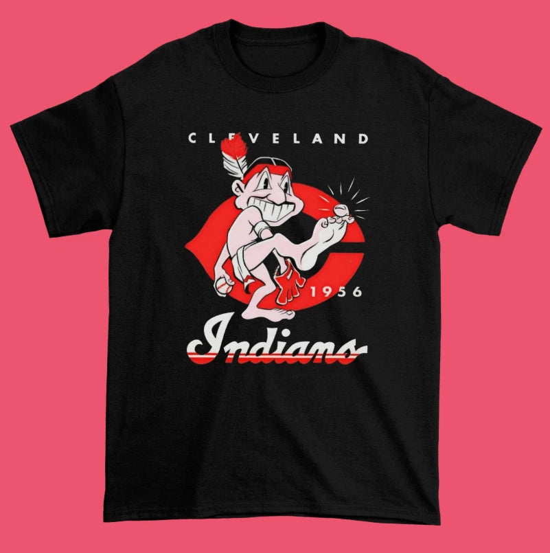 Cleveland Indians Chief Wahoo Men T-shirt Black Cotton Tee S to 5XL
