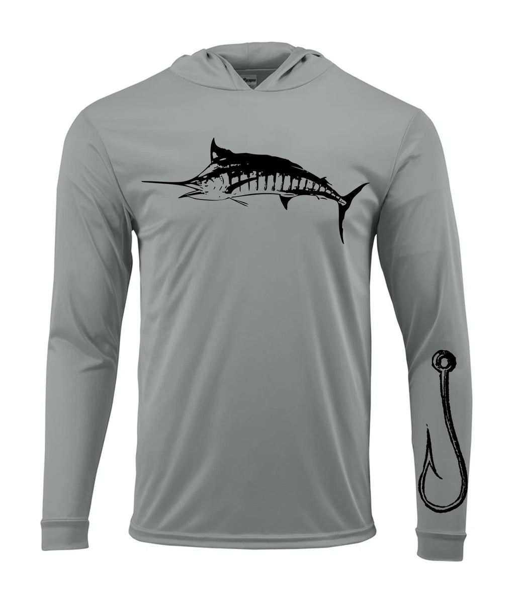 Fisherman Capitan UV Protected UPF 50 Long Sleeve T-Shirt Marlin Fishing Hooded