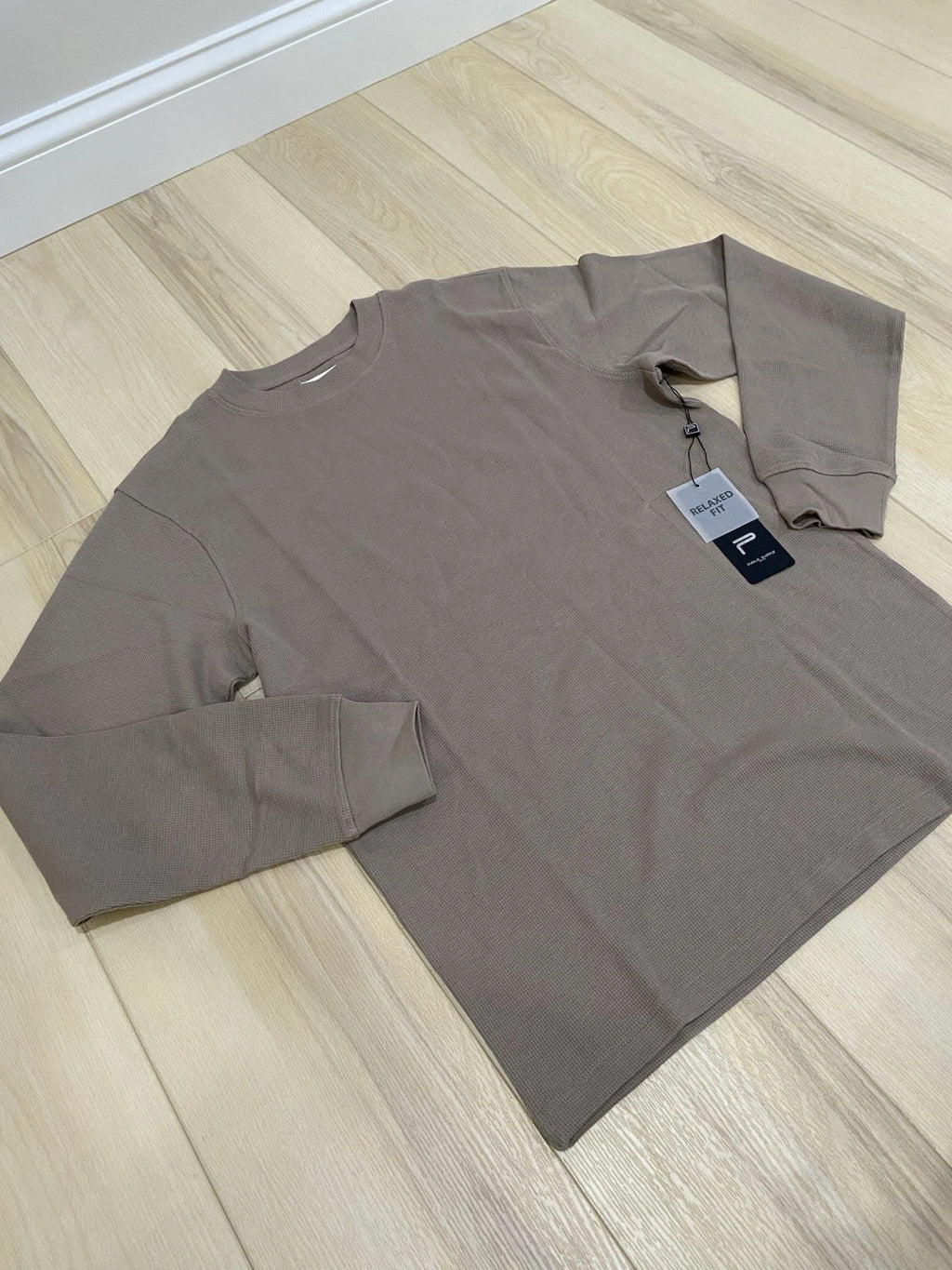 Public Supply Shirt Mens Medium Brown Long Sleeve Crew Neck NWT