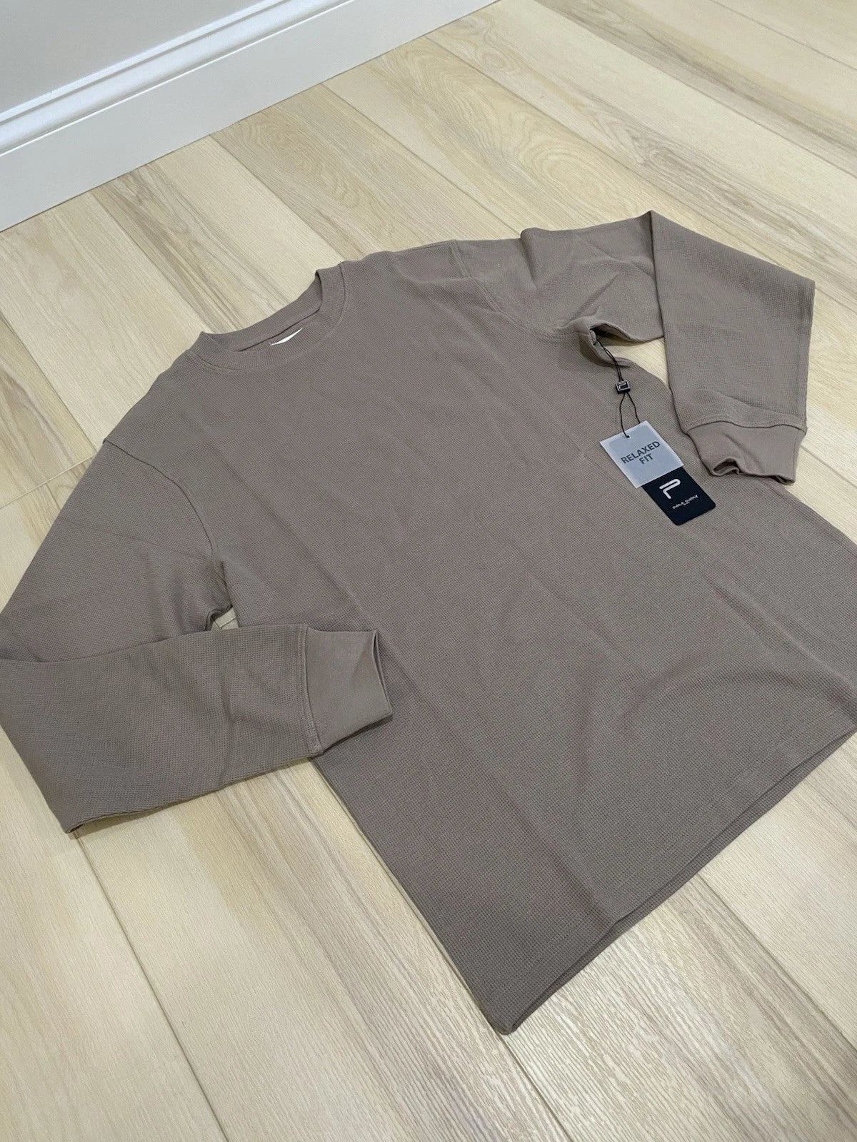 Public Supply Shirt Mens Medium Brown Long Sleeve Crew Neck NWT