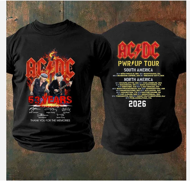 AC DC POWER UP Tour America 2026 Tshirt, AC DC 53 Years Anniversary T-Shirt