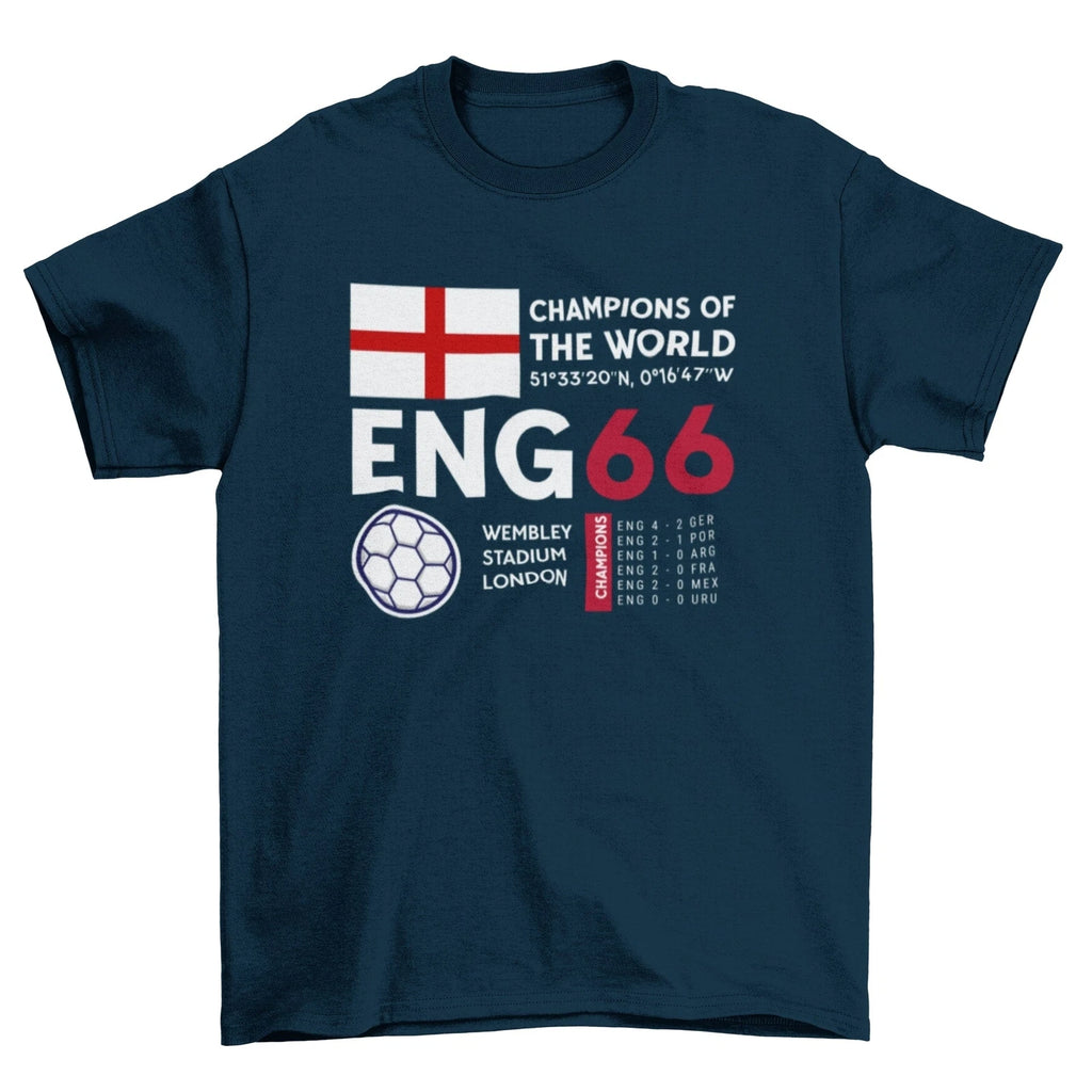 Retro Football T Shirt England 1966 Champions Of The World Cup Winners Soccer