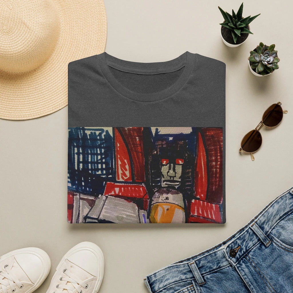 Yellow Robot Face T-Shirt | Retro Mech Helmet Art