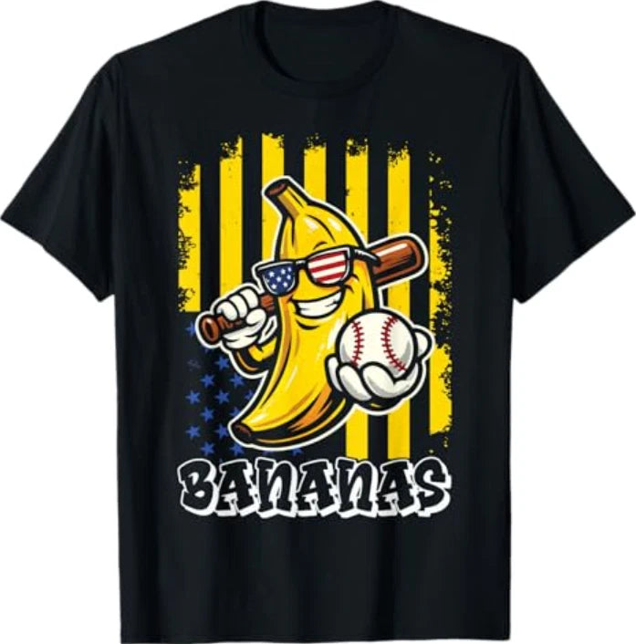 Graphic Banana Proud Name Retro American Flag T-Shirt