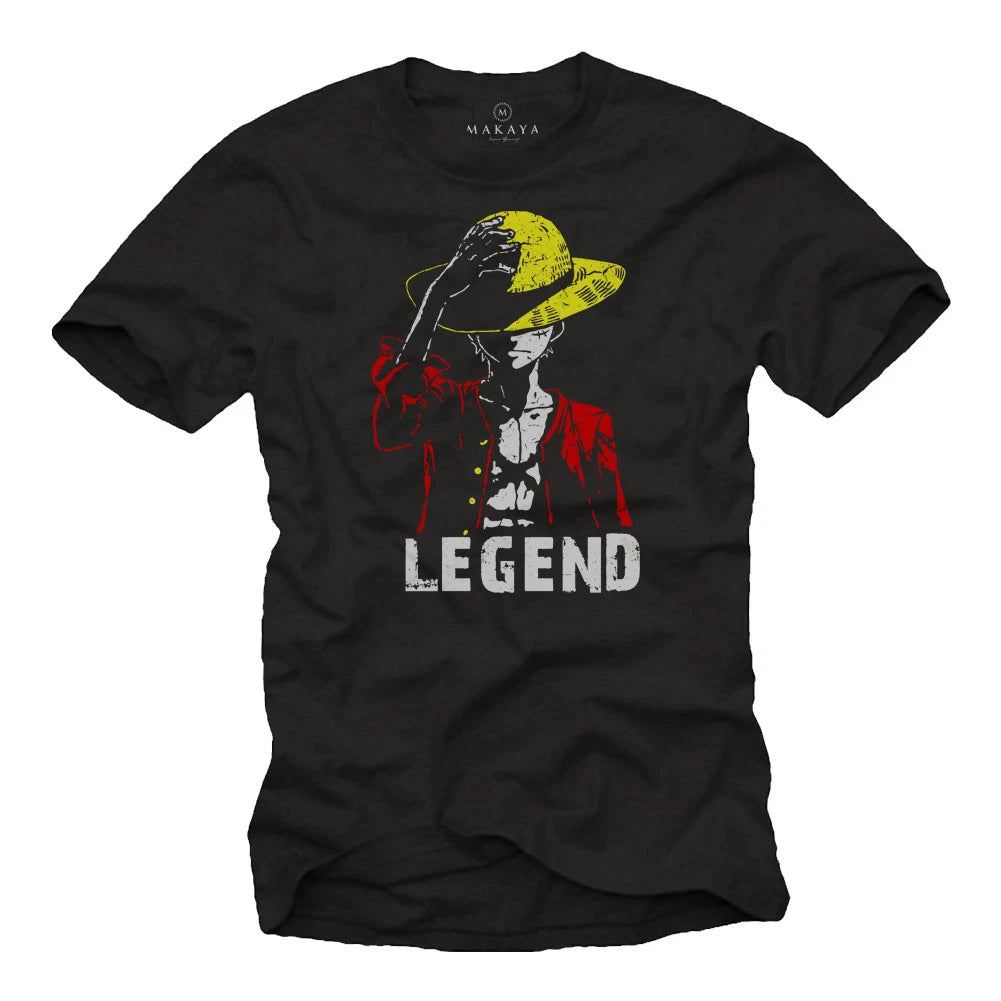 One Comic Piece Men's T-Shirt with Legend Luffy - Men's Manga Nerd Shirt