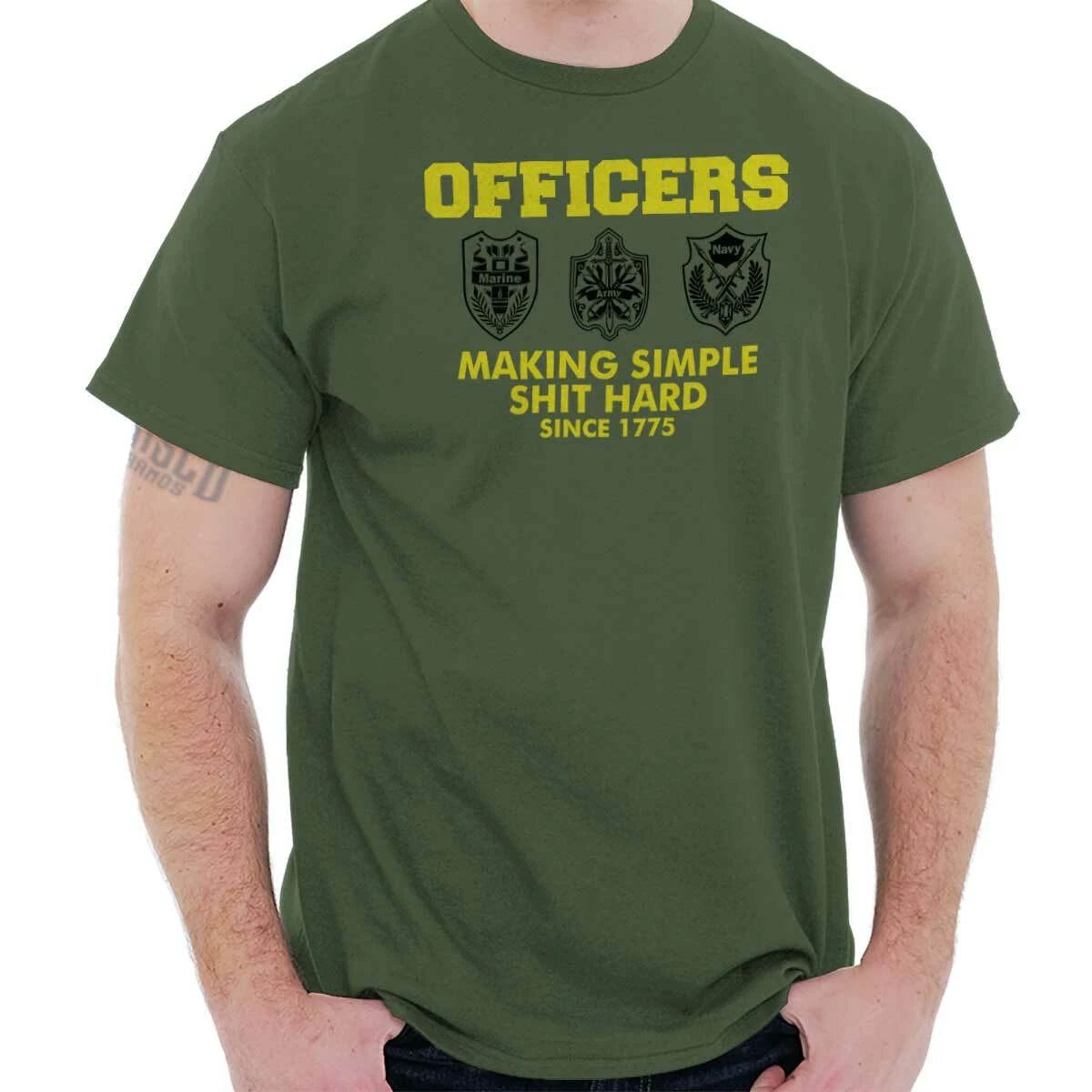 Military Pride Humor Sarcastic Army Joke Womens or Mens Crewneck T Shirt Tee