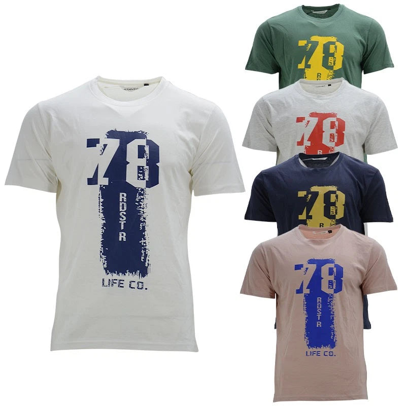 Mens Printed T Shirts 78 Regular Crew Neck Short Sleeve Beach Soft Cotton Tee