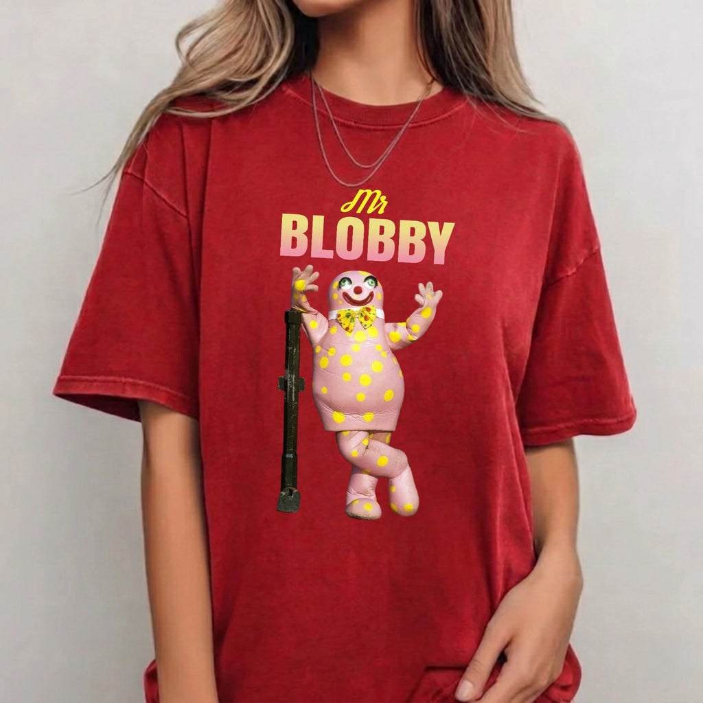 Mr Blobby T-Shirt Funny Retro 90s Cartoon Character Vintage Unisex Gift Tee Top