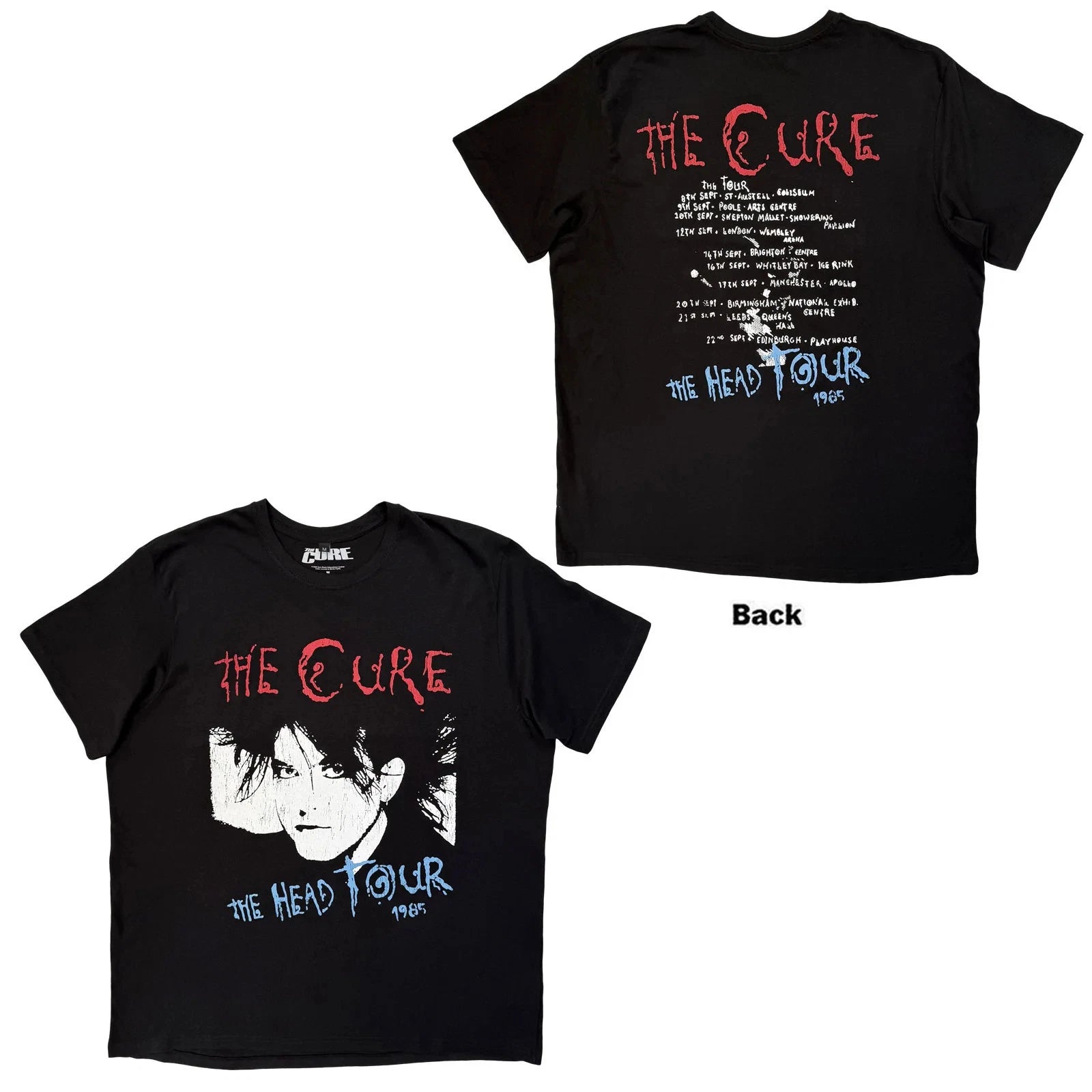 The Cure  Premium Carbon T-Shirt: The Head Tour '85 (Black) (Back Print) OFFICIA