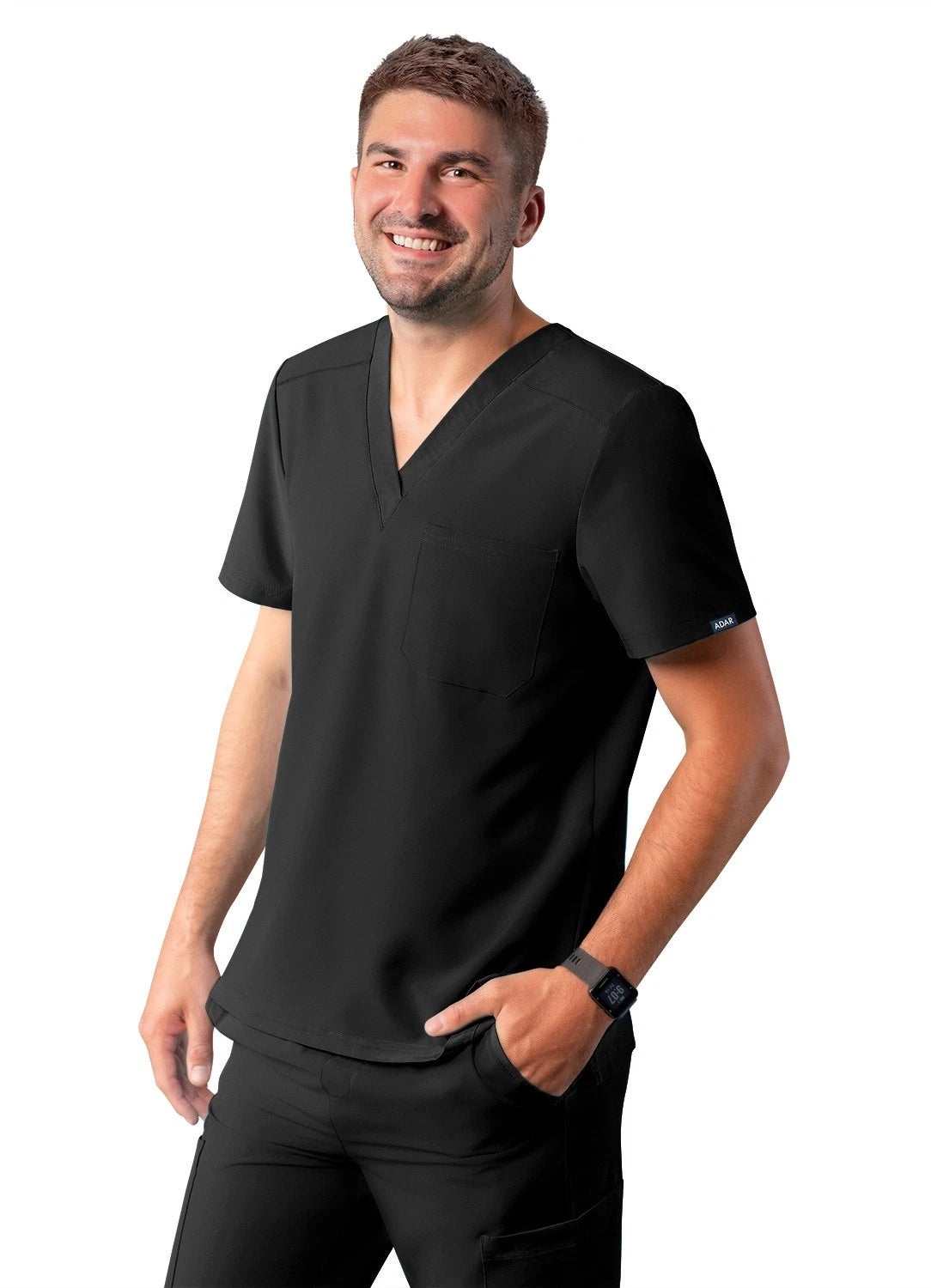 Adar Addition Scrubs For Men - Classic V-Neck Scrub Top