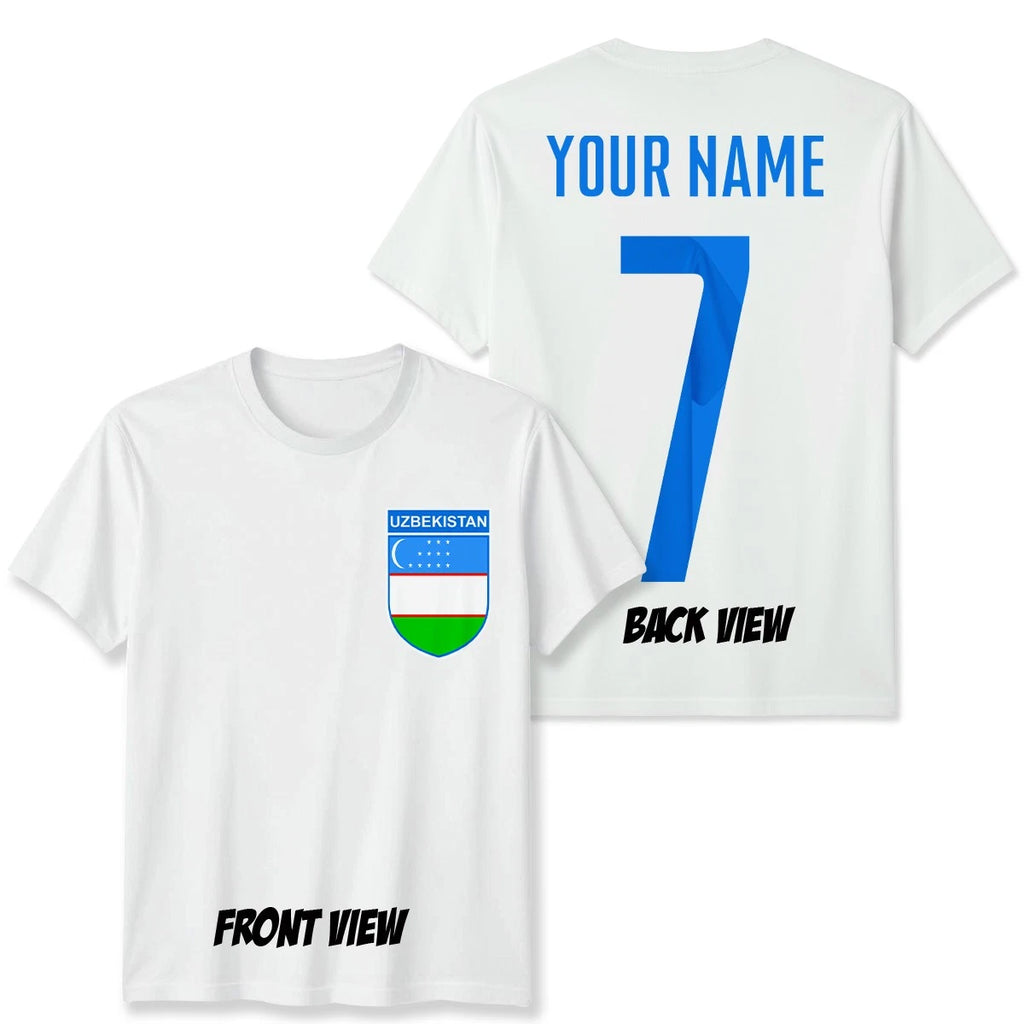 Personalised Uzbekistan Football Unisex Kids T-Shirt Name Number Tee #WC