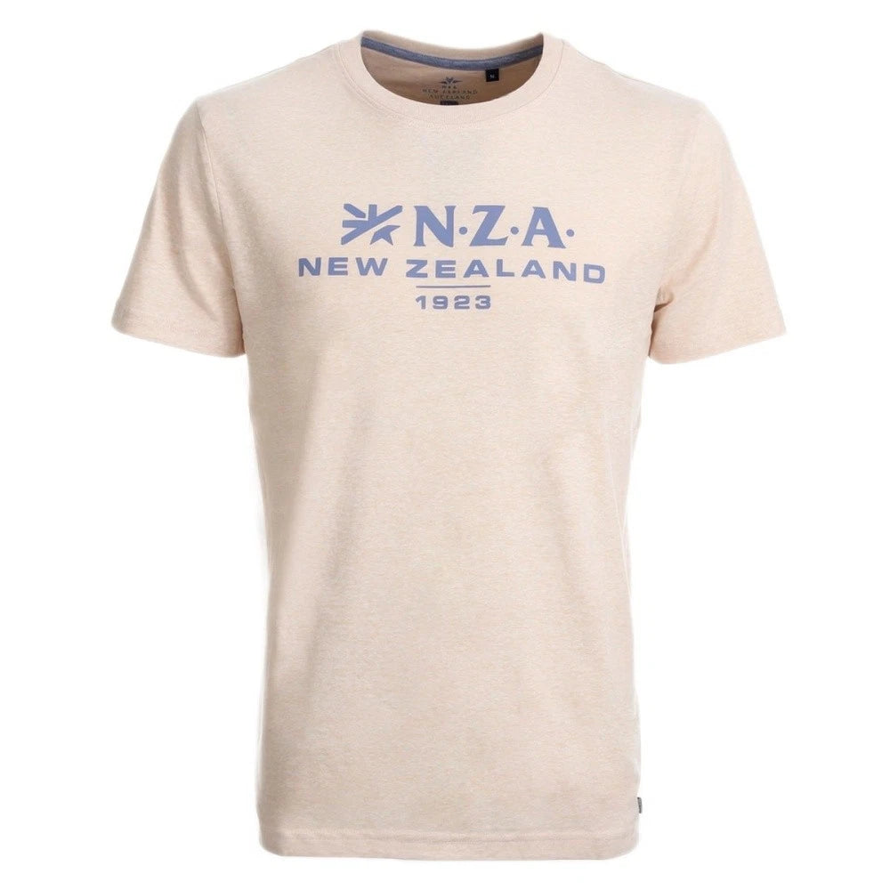 NZA New Zealand Auckland Mens T Shirt Logo Beige 26DN720 1121 Fresh Sand Melan