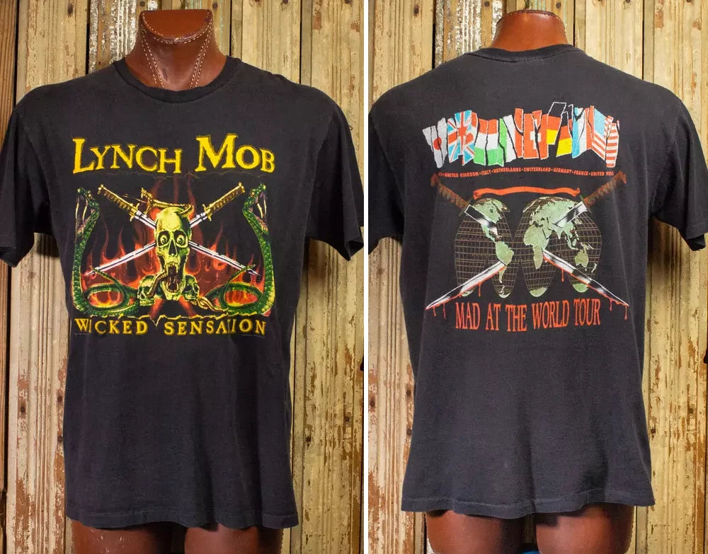 Vintage Style Lynch Mob Mad At The World Tour Concert T Shirt 1990