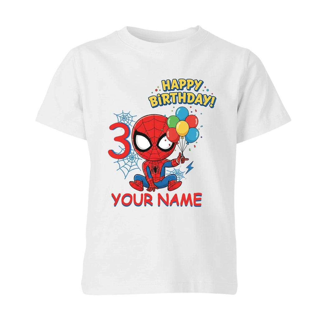 Personalised Birthday Superhero Kids T Shirt Boys Girls Custom Name Age Tee