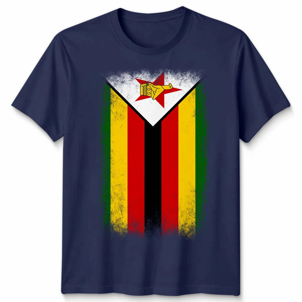 Zimbabwe Faded Flag Unisex T Shirt Zimbabwean Football Jersey Gift Tee