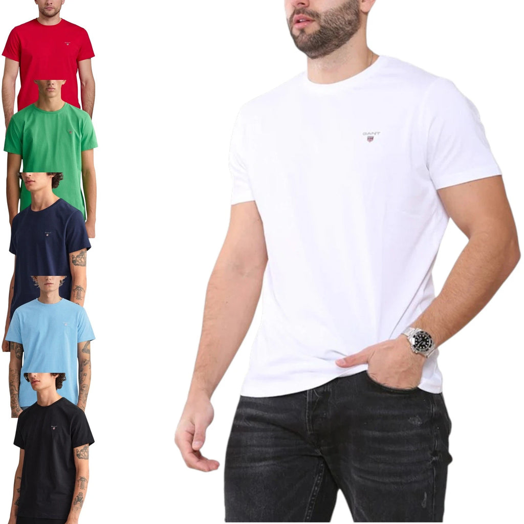 GANT Mens T Shirt Crew Neck Short Sleeve Cotton Logo Top Summer Casual Tee NEW
