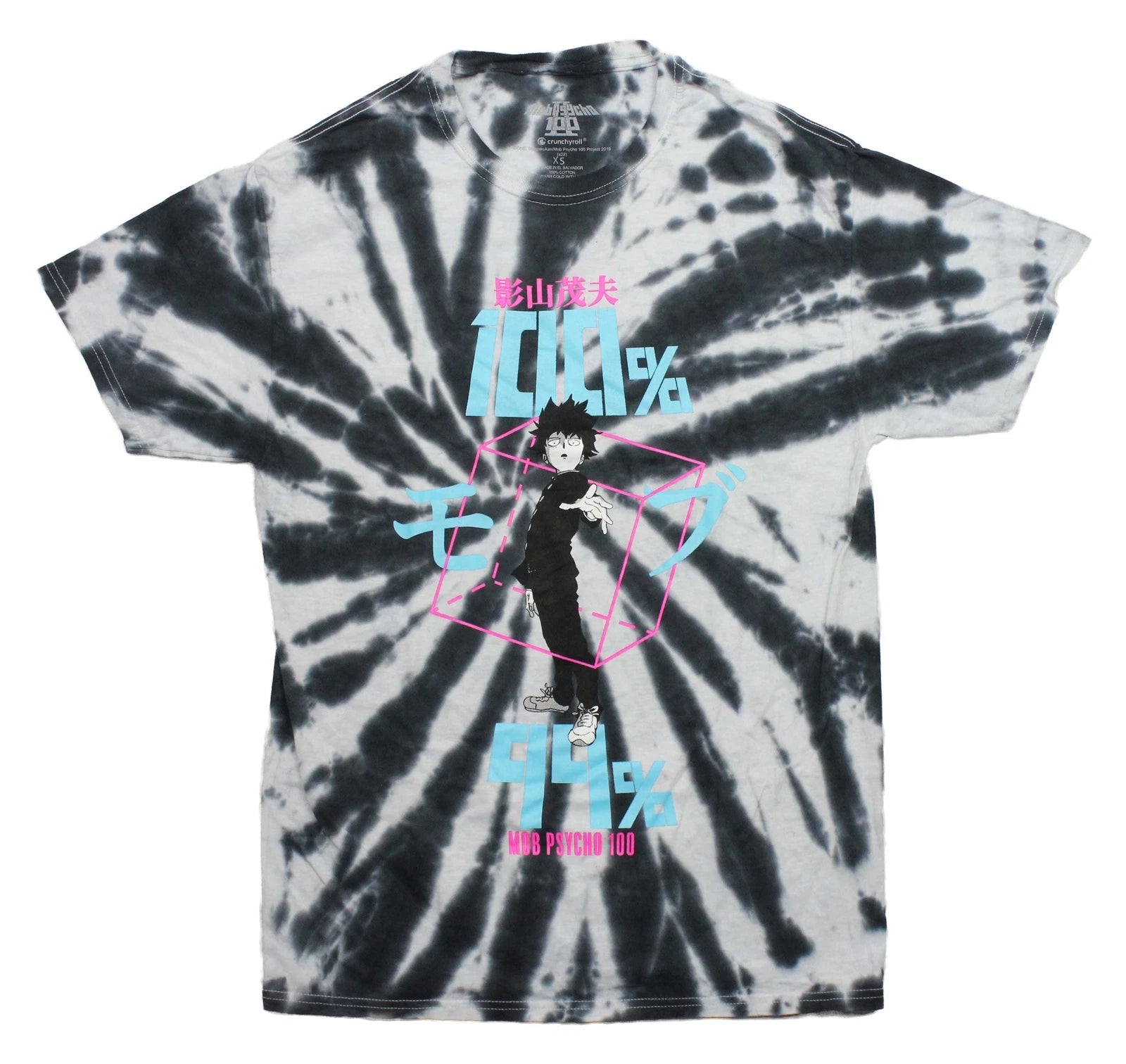 Mob Psycho New Adult T-Shirt - 100% Reaching Out in Pink Cube Tie Dye