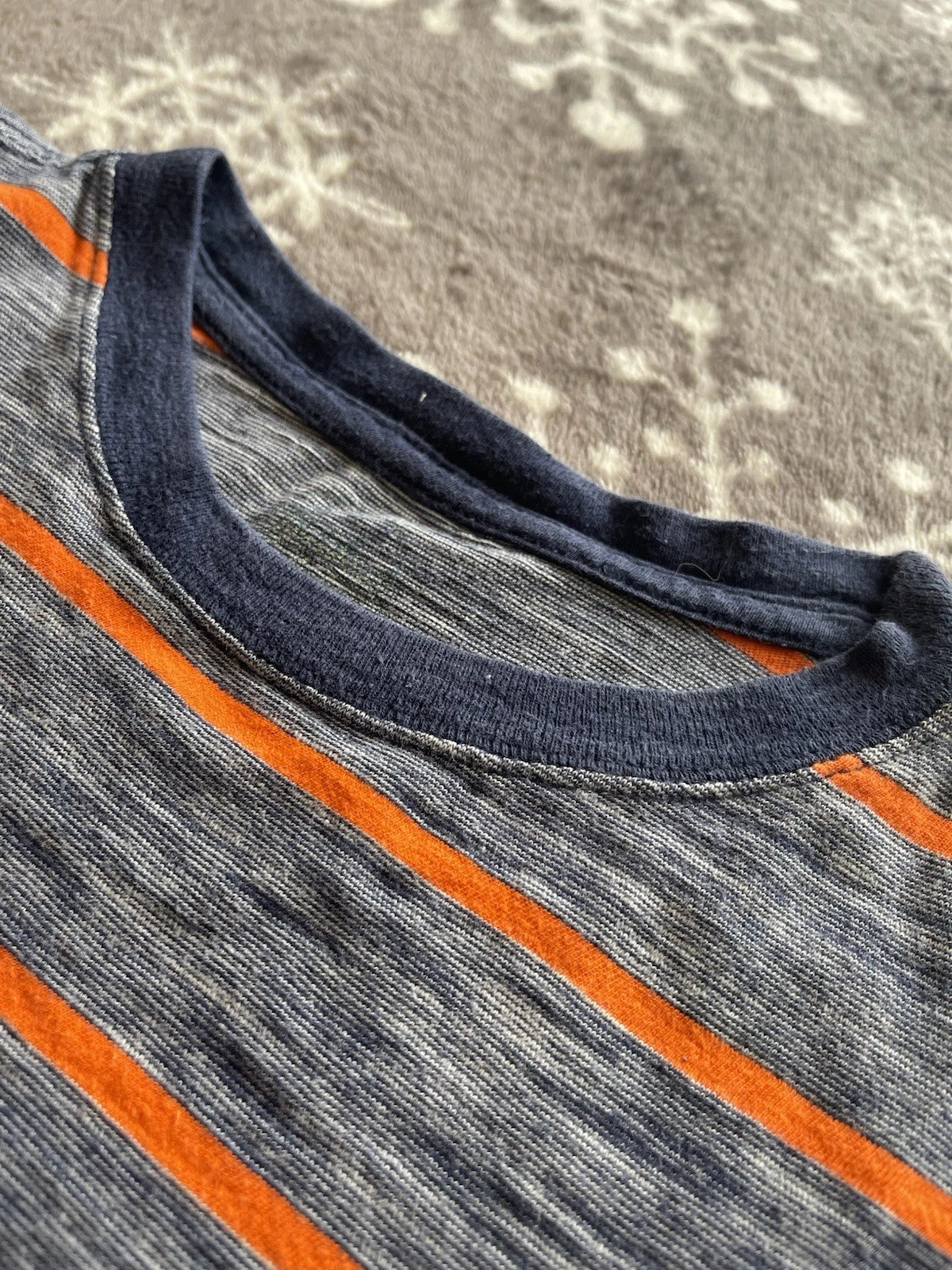 Faded Glory TShirt XL (14-16) Gray Orange Stripes Men’s 100% Cotton Casual
