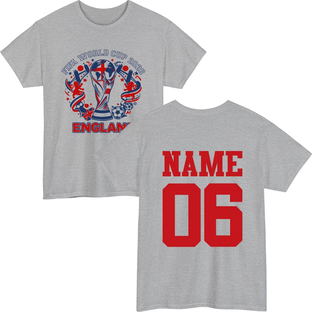 Personalised England 2026 T-Shirt Custom Name Number Football World Cup Gift Top