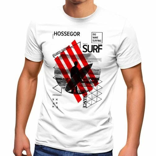 Men's T-Shirt Photo Print Font Big Wave Surfing Collage Surfer Sea Wave