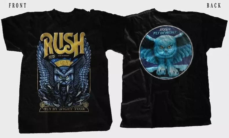 RUSH Fly by Night Tour 1975 Canadian Rock Band T-Shirt