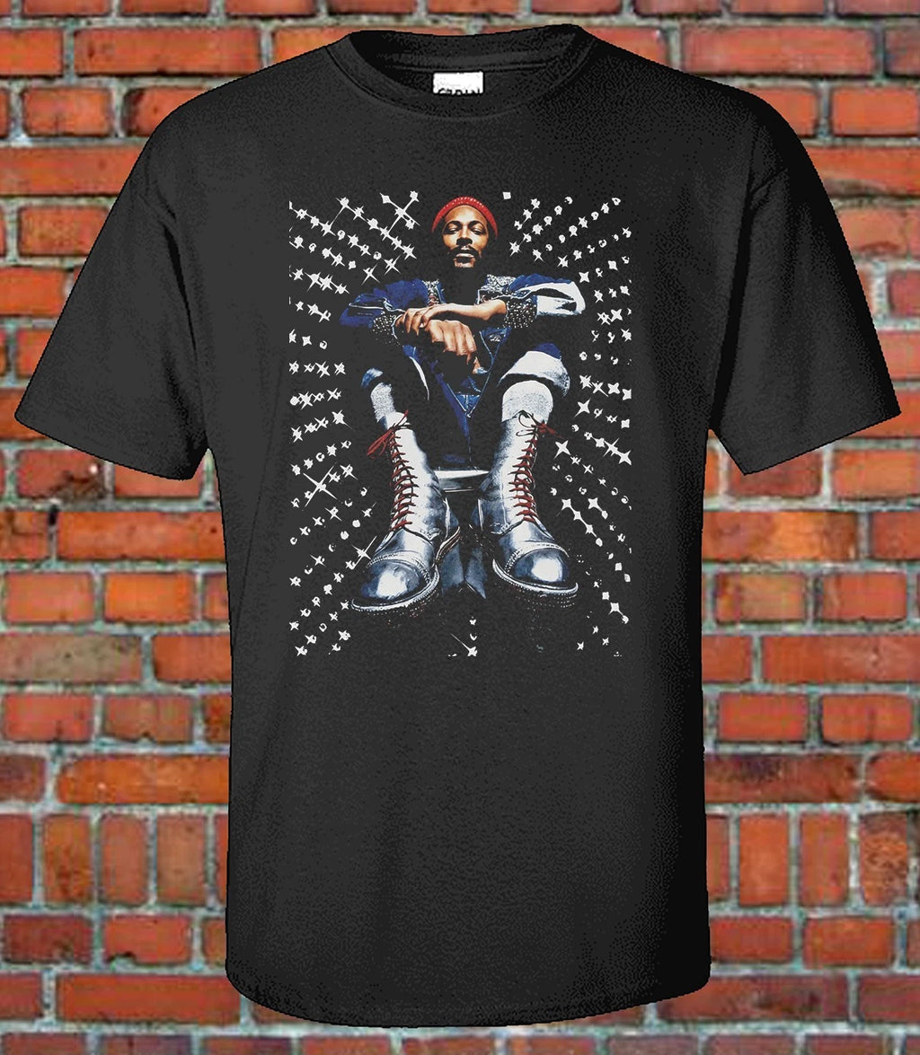 Retro Soul Legend Starry Graphic Tee - Vintage 70s Style Urban Streetwear Marvin