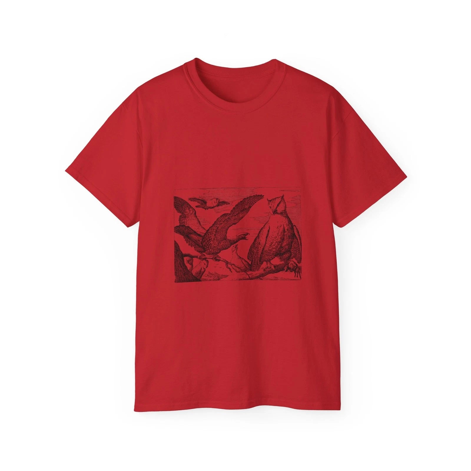Eagle Nature Owl Line Art Birds Landscape | Custom Graphic T-Shirt