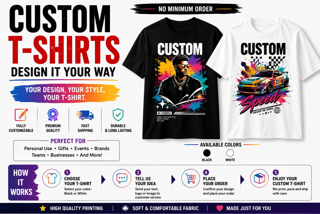 Personalized Custom T-Shirt DIY Logo Photo Text Printing Casual Unisex