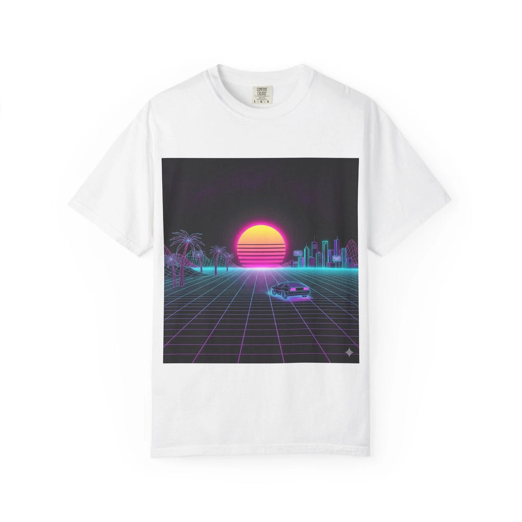 Vaporwave Sunset Retro Grid T-shirt | Neon City Synthwave Tee