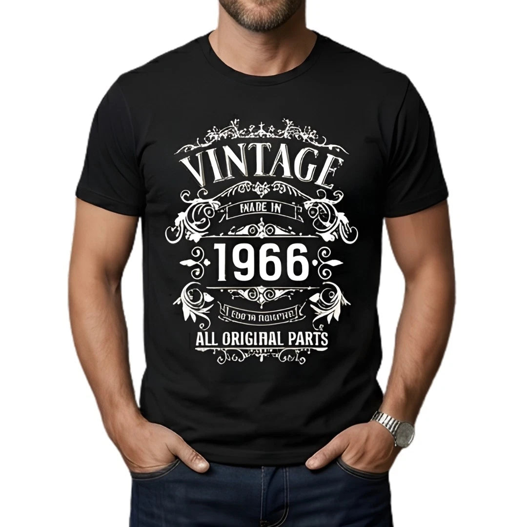 1966 Birthday Gift T-Shirt Men Vintage Original Parts 1966 Retro Graphic Tee Dad