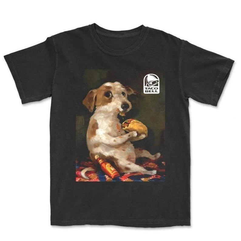 Dog Chill With Taco Bell Vintage Graphic T-shirt, Funny Meme Sweatshirt S-4XL
