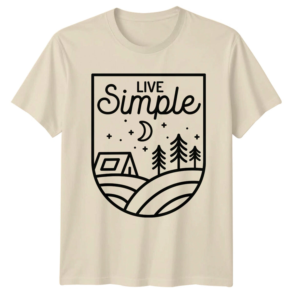 Live Simple Camping Tent Adventure Outdoors Graphic T-Shirt