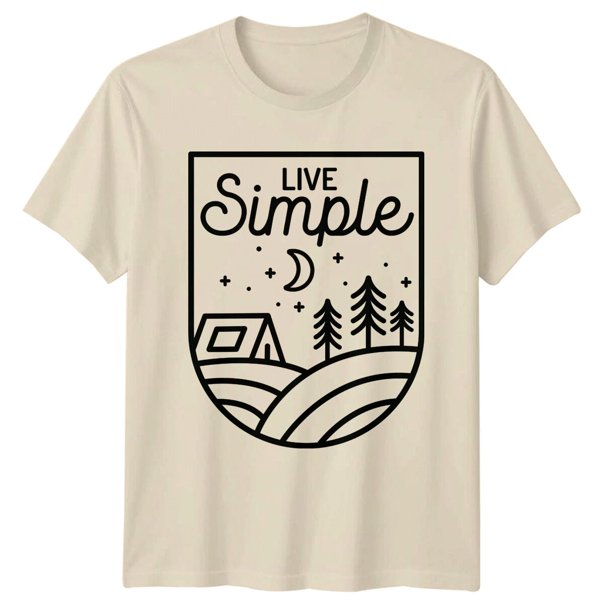 Live Simple Camping Tent Adventure Outdoors Graphic T-Shirt