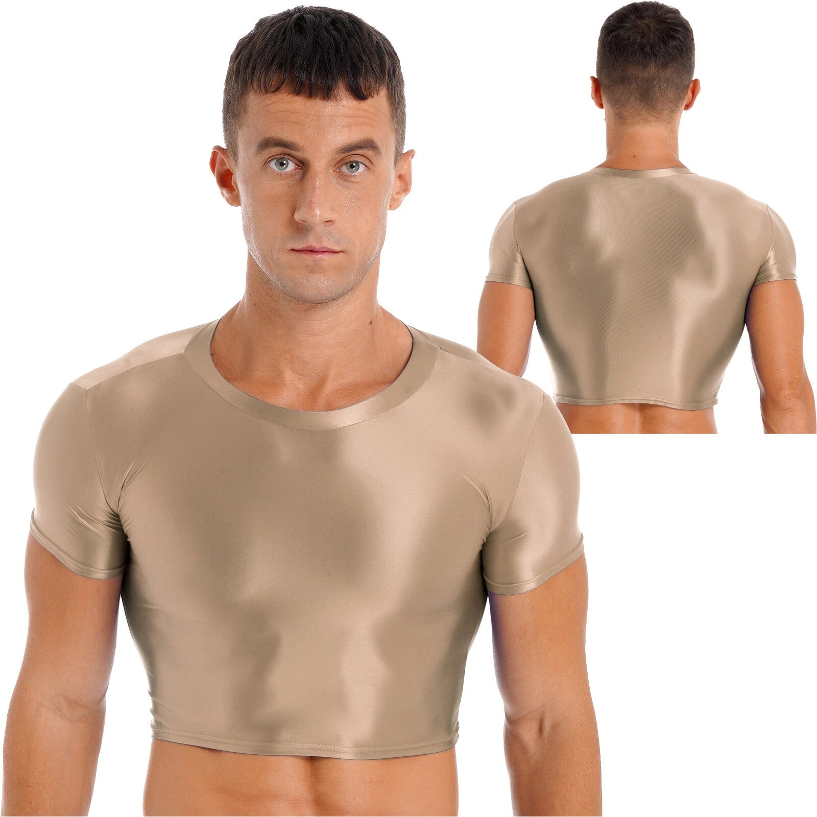 Men Short Sleeve Workout Cropped Tank Top Plain Vest Crop Top Shirts Muscle AU
