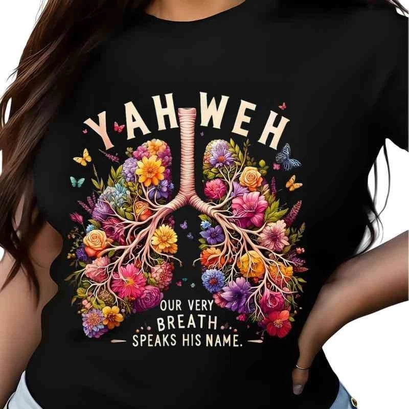 Yahweh Floral Lungs T-Shirt – Christian Faith Shirt with Bible Quote, Religious