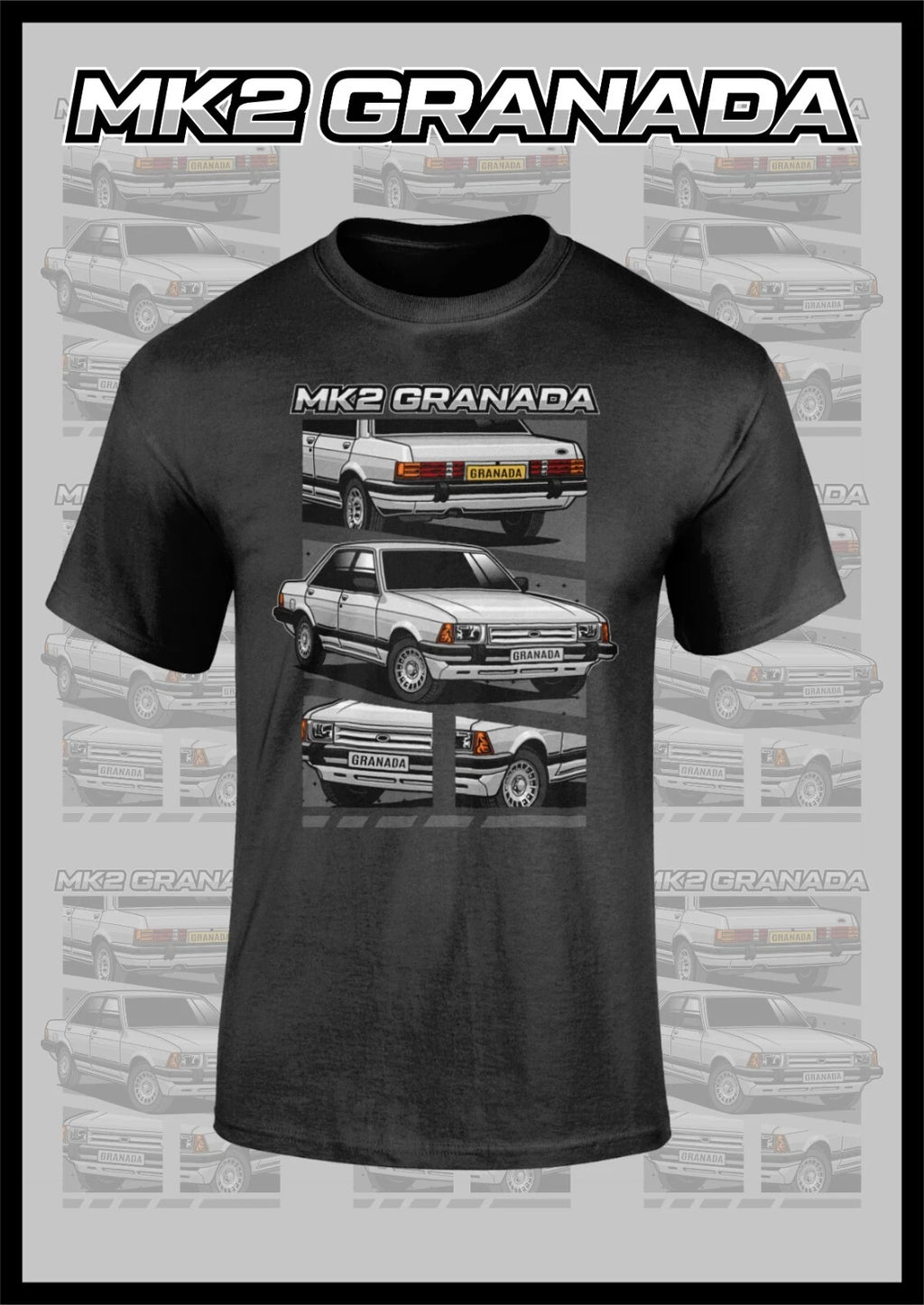 Classic Ford Granada Mark 2 Mk2 Tshirt - Many Colours - Banger Racing Retro