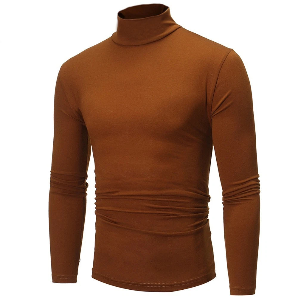 Everyday Casual Men's Turtleneck Long Sleeve Top Fitted Silhouette Soft Feel