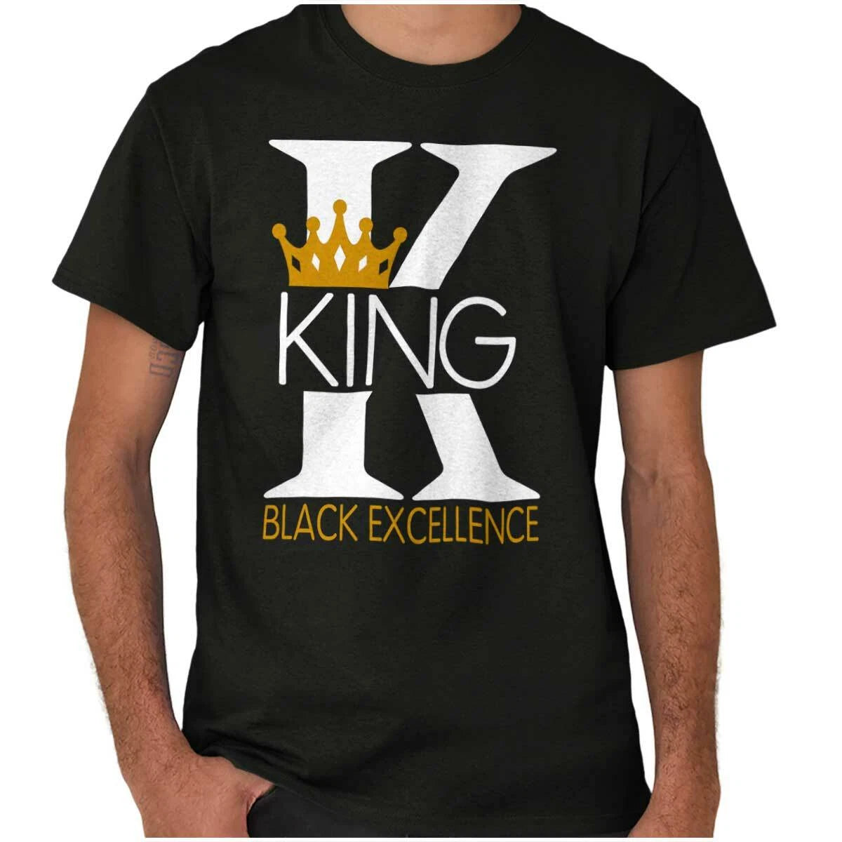 Black Excellence King Crown Positive Saying Mens Casual Crewneck T Shirts Tees