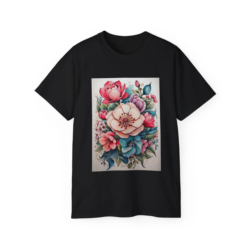 Nature Spring Flowers Tattoo Art Floral | Custom Graphic T-Shirt