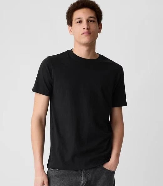 Gap Everyday Soft Shirt Mens Medium Black Basic Crew Neck Cotton Solid Tee NEW