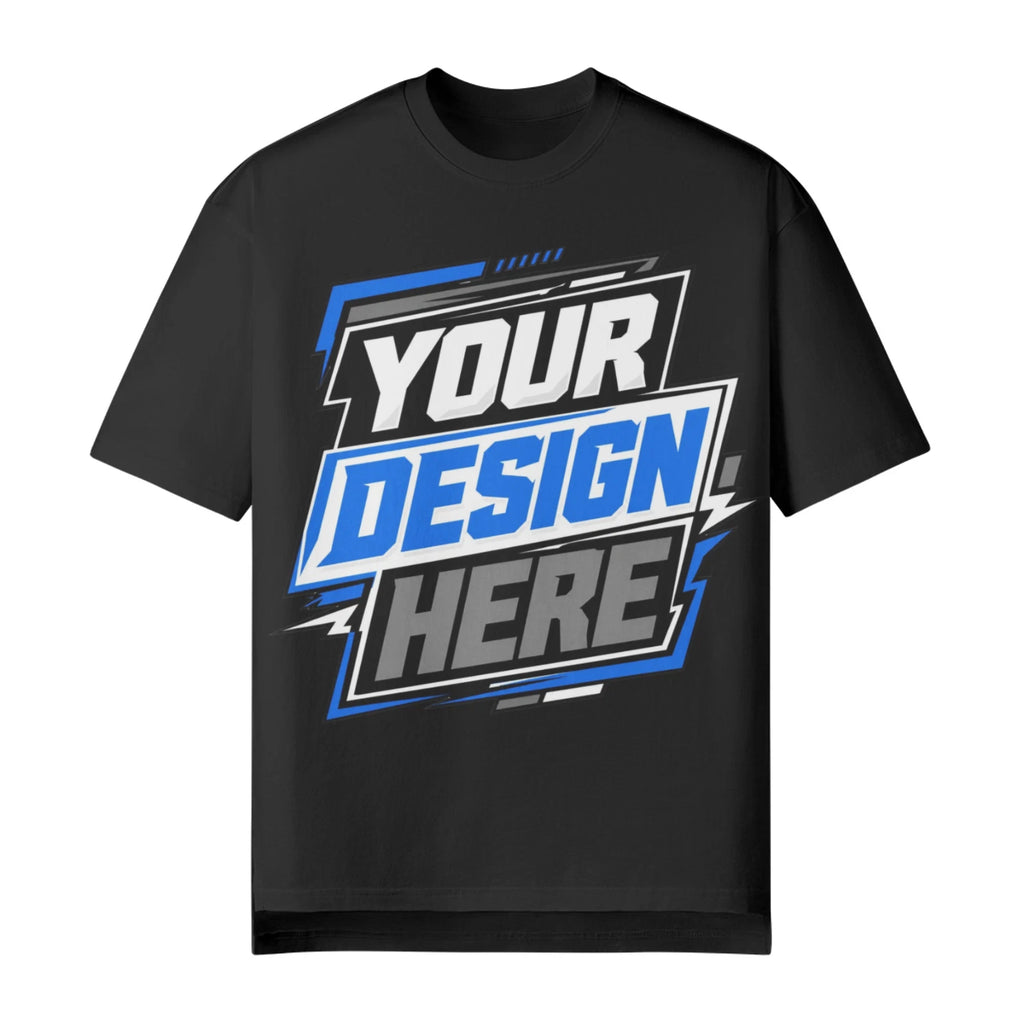 Custom Personalized T-Shirt 190 GSM | Your Design Text Print Oversized Slit Hem