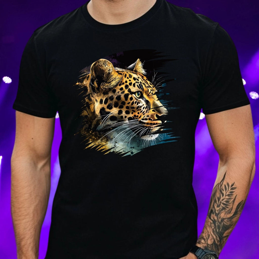 Mens Leopard Print Cotton T-Shirt Size S to 5XL