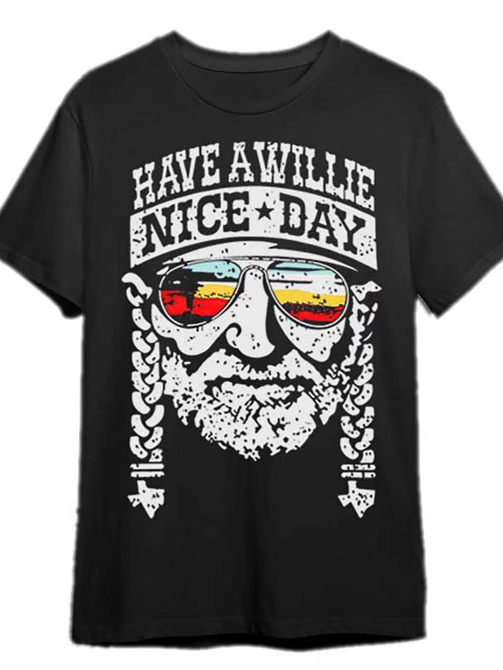 Have a nice Willie Day "Men's Black T-Shirt-Casual Short Sleeves with Color Patt