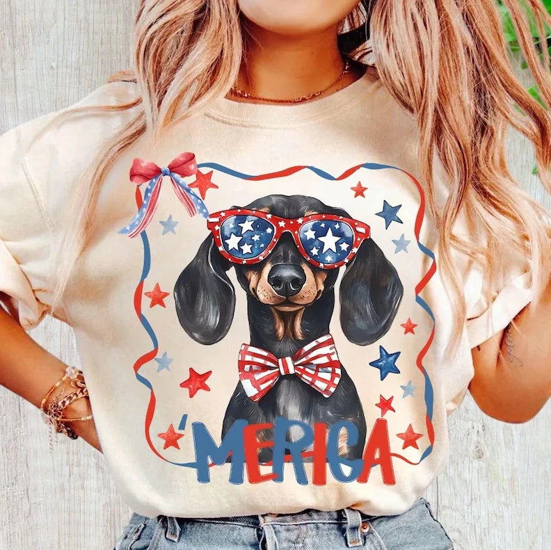Patriotic Dachshund Patriotic USA Dog July 4th Gift For Pet Lover S-5XL