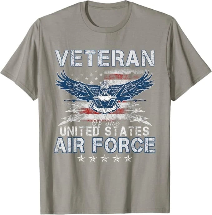 Proud US Air Force Veteran USA Flag Patriotic Vintage Mens T-Shirt