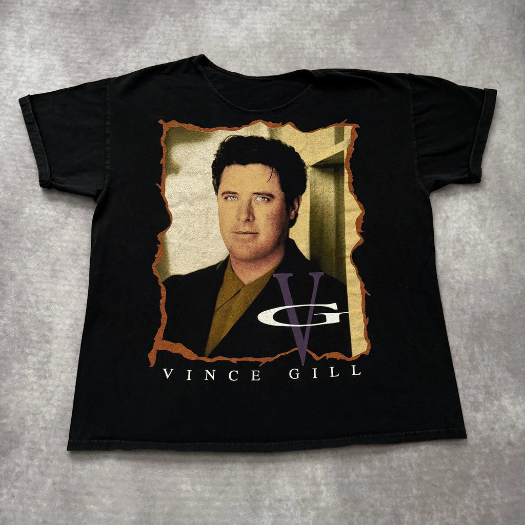 Vintage Vince Gill Shirt Mens L Black Country Music Tour Concert Graphic Tee