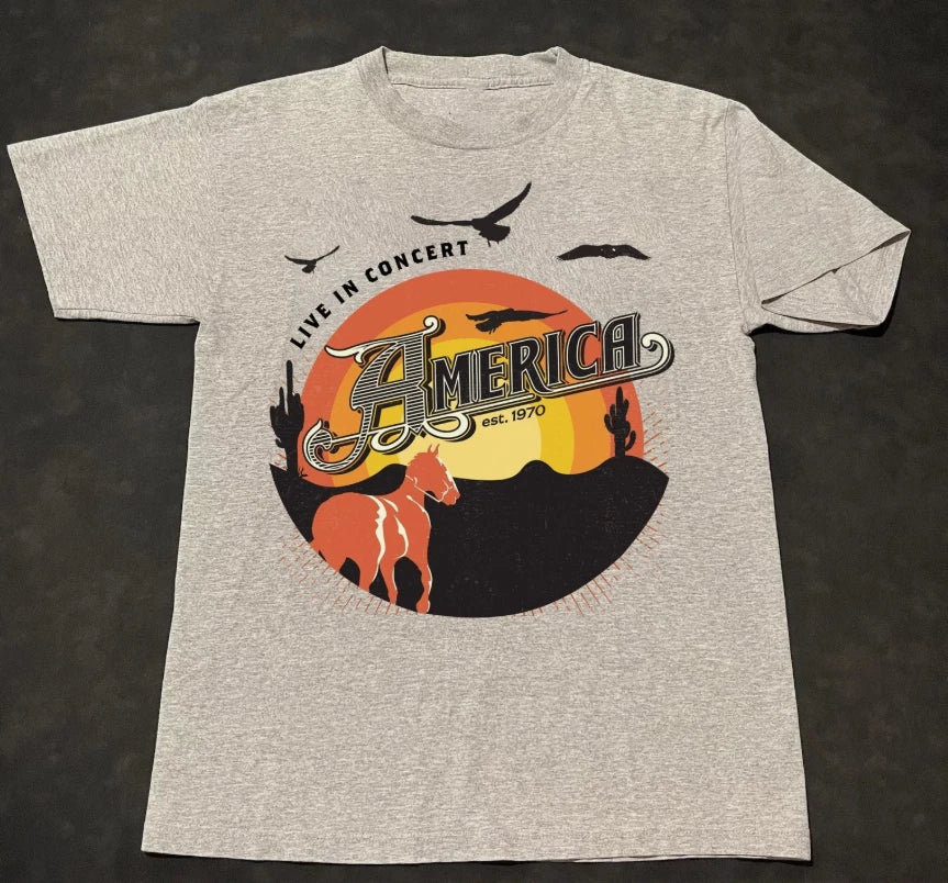 America – 50th Anniversary Tour Live In Concert Gray Color Shirt NI1572