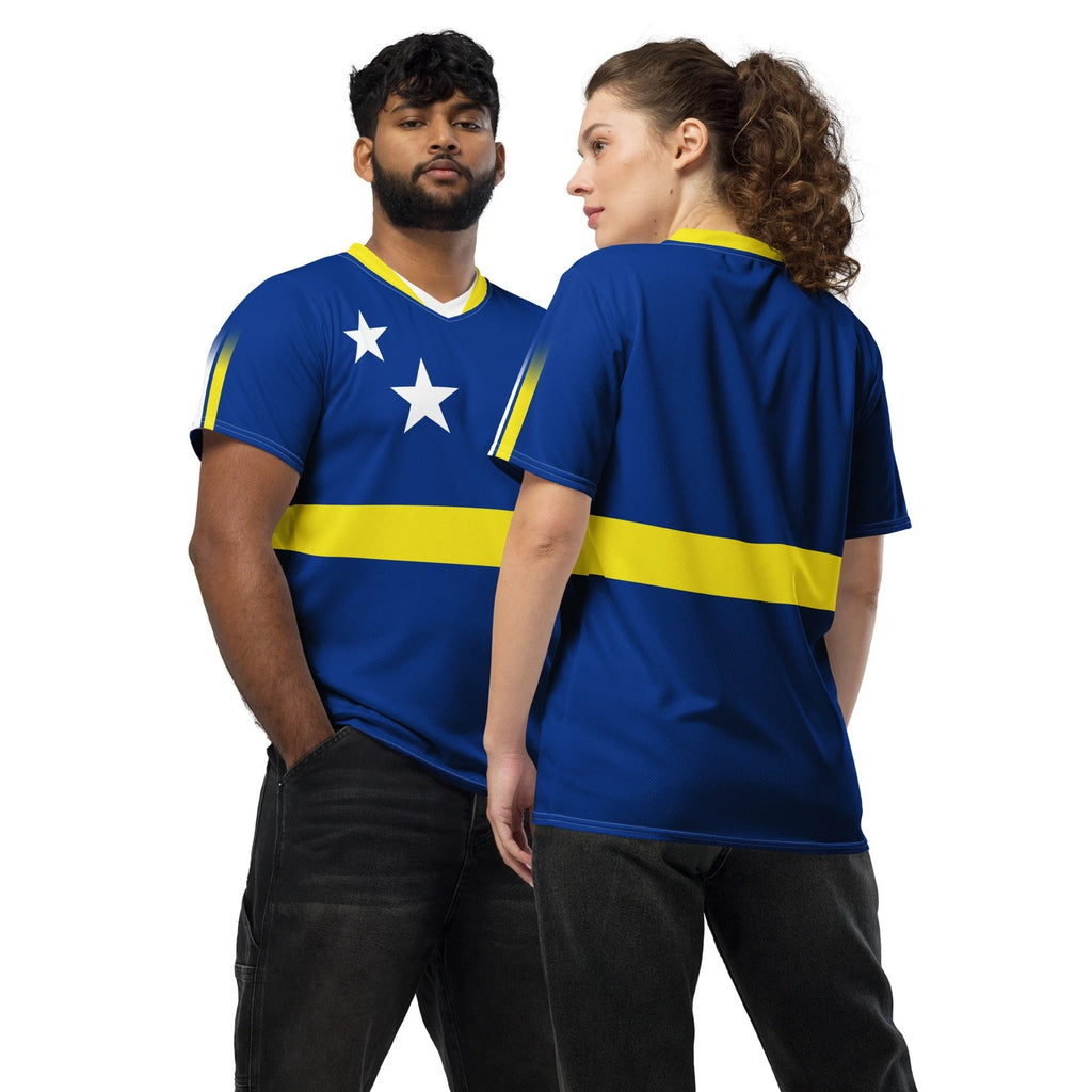 Curaçao Flag Sports Jersey, Unisex Adult Kòrsou Eco Friendly Soccer Shirt