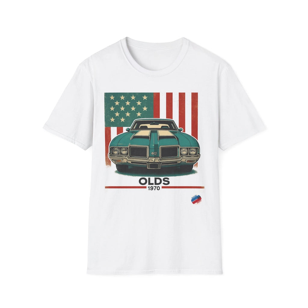 1970 Olds 442 Muscle Car USA Flag American Classic Vintage T-Shirt Tee